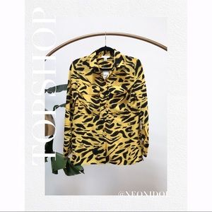 Topshop Animal Print Button-Up Shirt